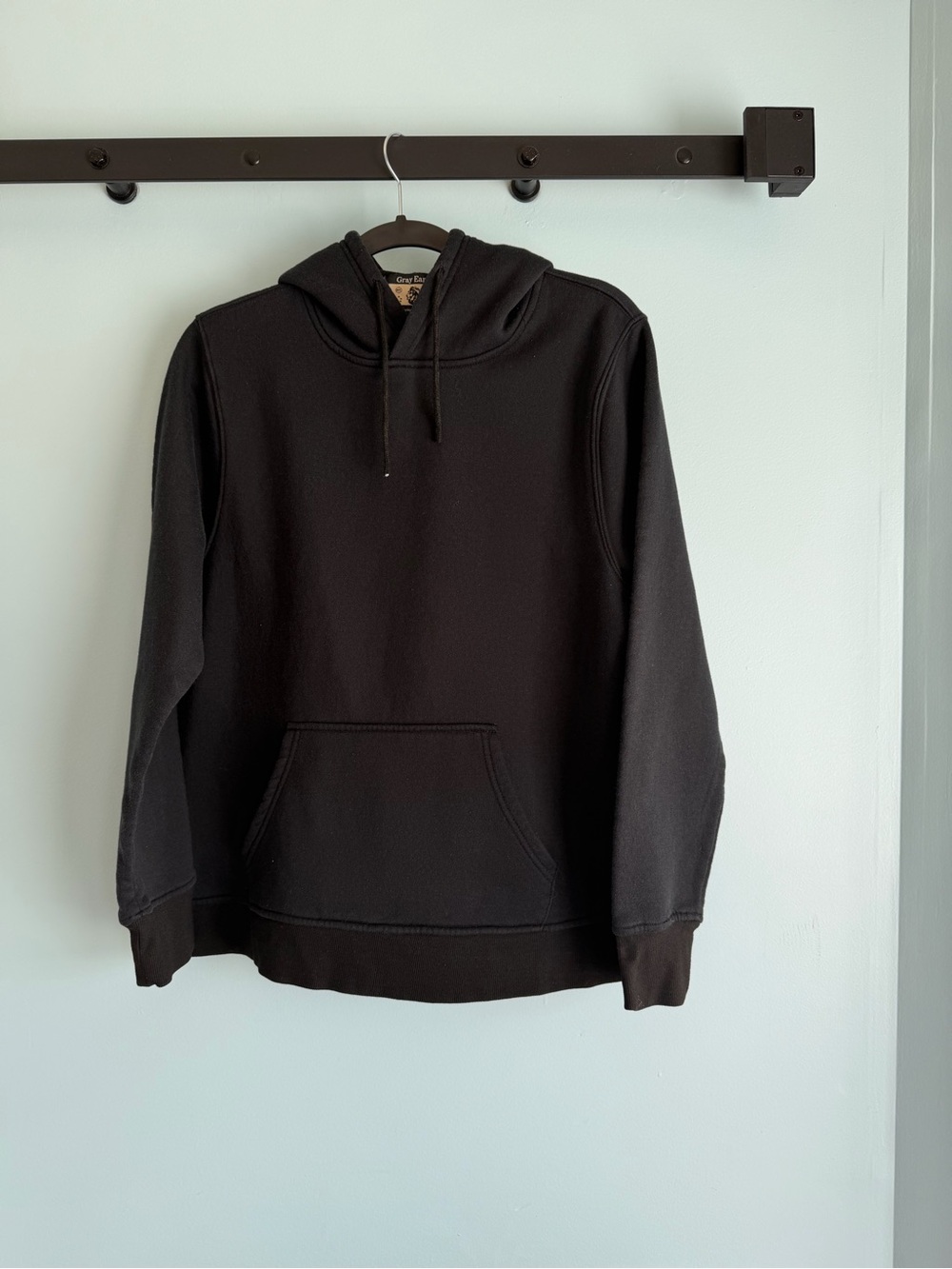 Gray Earth Black Fleece Pullover Hoodie Size Medium Unisex Hooded Sweatshirt